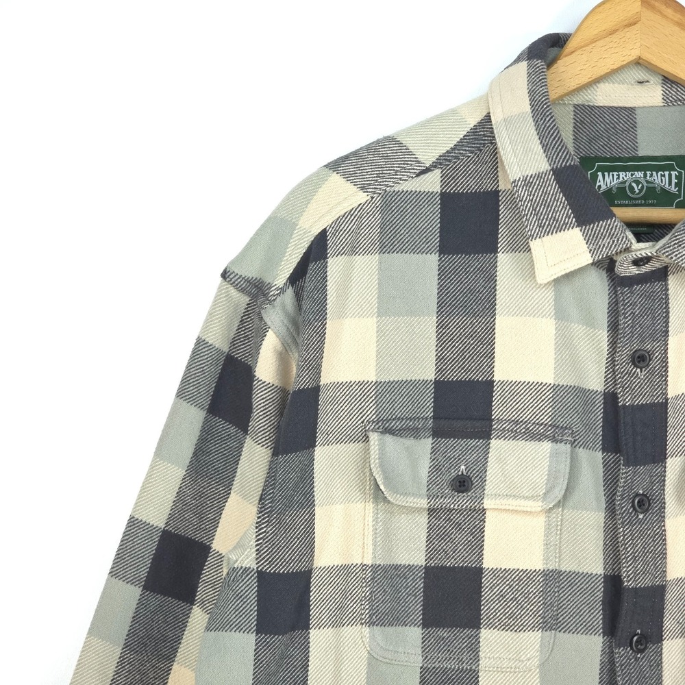 American Eagle Plaid Shacket Mens XL Button Up Barn Shirt Chore Outdoor Gorpcore - Picture 11 of 16